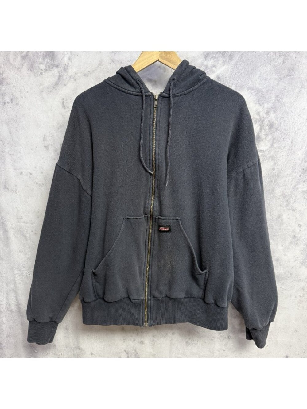 Vintage Dickies Thermal Lined Hoodie Mens XL Blue Full Zip Workwear Sweatshirt